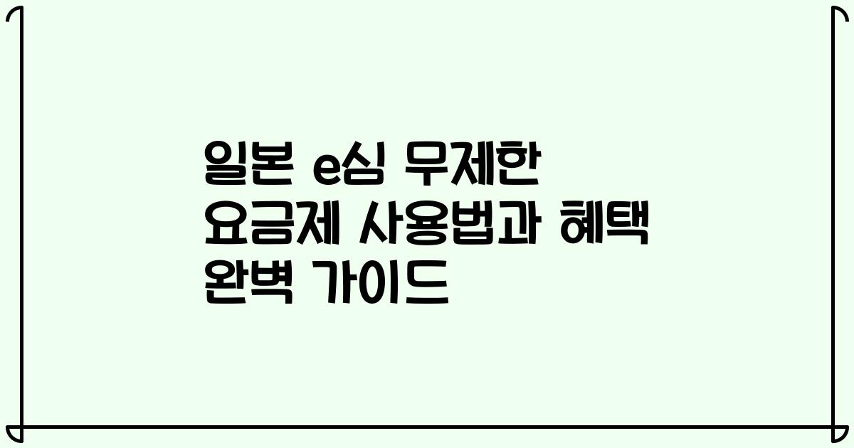 일본 e심 무제한 요금제 사용법과 혜택 완벽 가이드