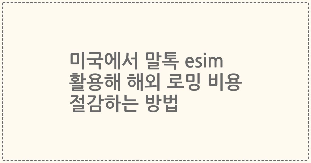 미국에서 말톡 esim 활용해 해외 로밍 비용 절감하는 방법