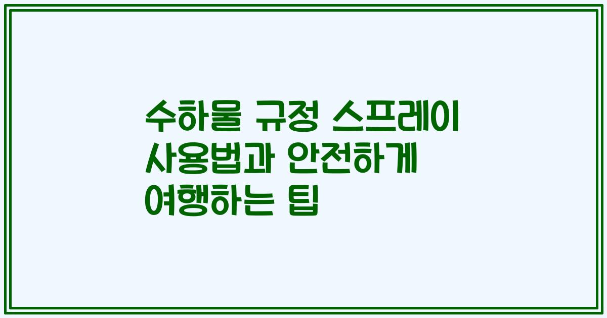 수하물 규정 스프레이 사용법과 안전하게 여행하는 팁